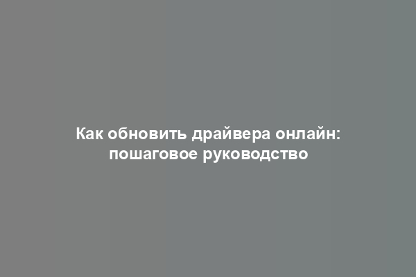 Как обновить драйвера онлайн: пошаговое руководство